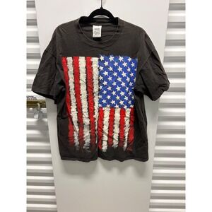 Vintage Wild Oats American Flag T Shirt Mens Large Black USA Graphic Good
